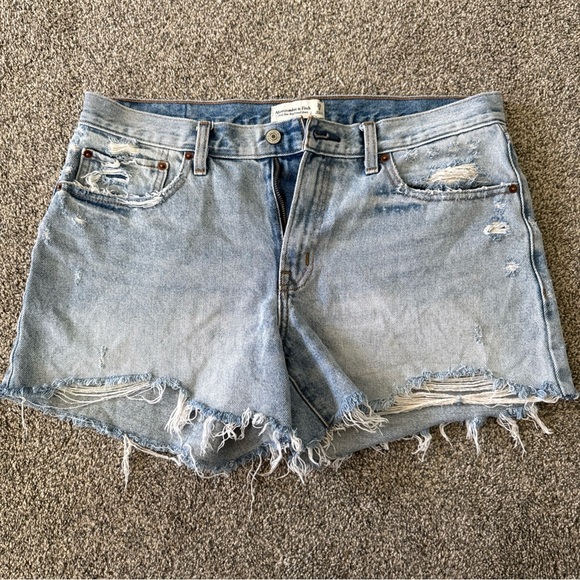 Abercrombie & Fitch Pants - Abercrombie & Fitch Mid Rise Boyfriend Light Blue Distressed Jean Shorts - 29/8